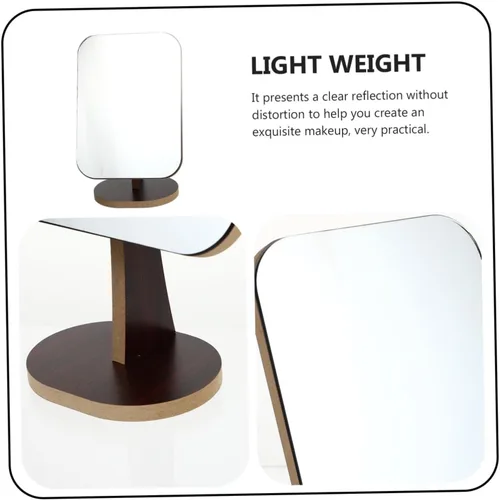 Vista 3 de FOMIYES Mesa de maquillaje portátil Espejo giratorio Vanidad de escritorio Espejo cosmético simple de madera