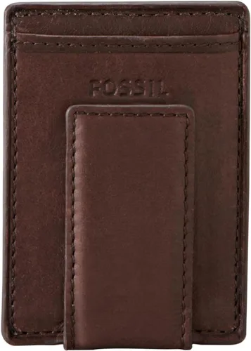 Vista 5 de Fossil Funda magnética minimalista de cuero para hombre con clip para dinero bolsillo frontal cartera para hombres, Negro, Estuche para tarjetas
