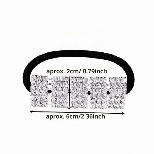 Vista 8 de 3 ligas elásticas para el cabello con diamantes de imitación para cola de caballo, accesorios para el cabello para mujeres y niñas