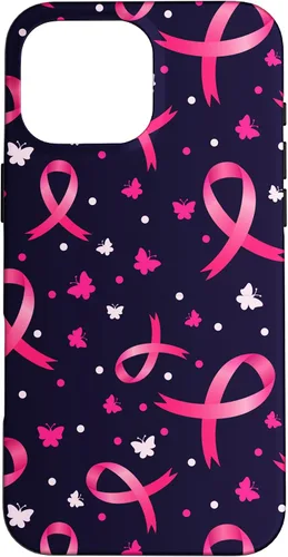 Vista 19 de Funda de soporte para iPhone 17 de mujeres de concientización sobre el cáncer de mama con patrón de cinta rosa