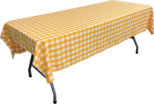 Vista 26 de LA Linen Mantel rectangular de poliéster Gingham a cuadros 60 por 84 pulgadas, blanco y verde oscuro