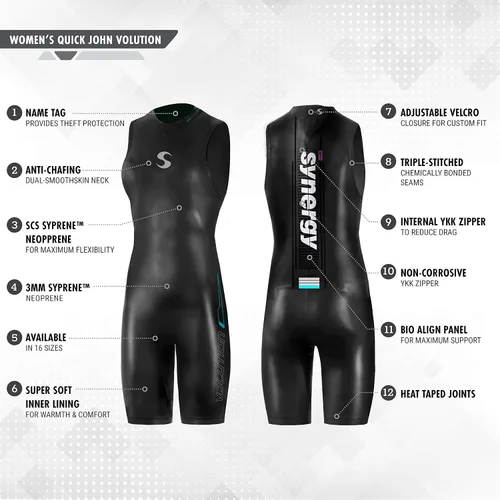 Vista 3 de Synergy Men's Volution 3/2mm Triathlon Wetsuit - Sleeveless Shorty Open Water
