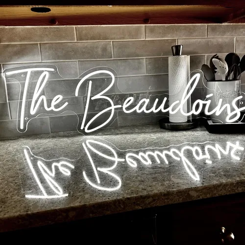 Vista 2 de Letreros de neón de boda, letreros de neón con nombre personalizado para decoración de pared de recepción, boda, fiesta familiar, graduación, luz