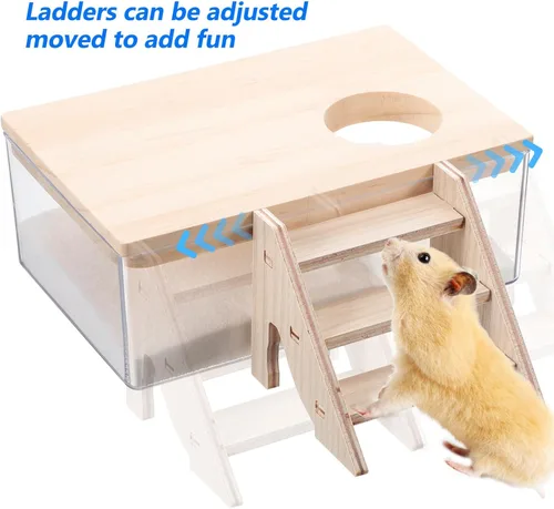 Vista 5 de POPETPOP Kit de baño de arena para hámster, 3 piezas, cuenco de comida para hámsters, contenedor de baño de arena para hámsters, contenedor de baño