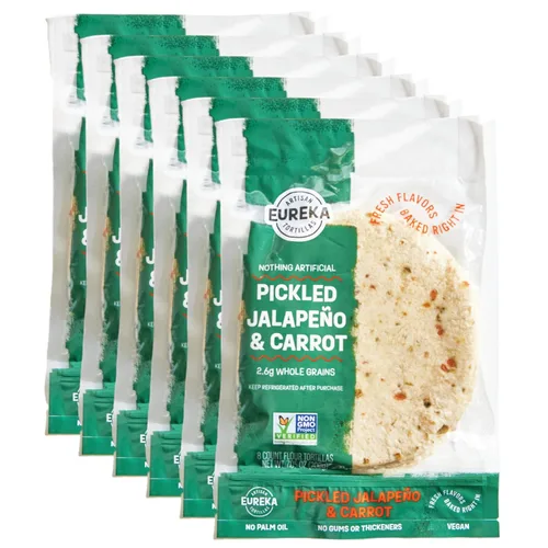Vista 13 de Eureka Tortilla All Flavors - Paquete variado Tortillas de harina artesanales Mini granos enteros de 6 pulgadas Veganas, sin OMG, bajas