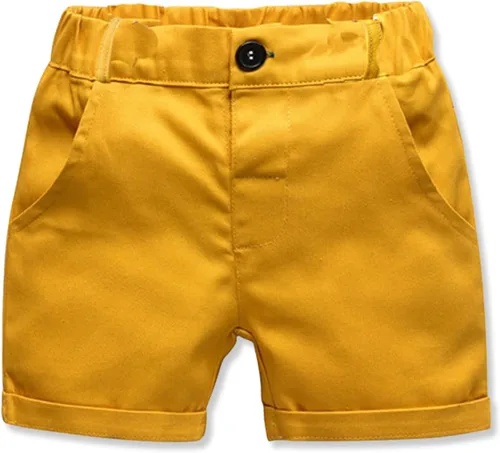 Vista 5 de Volunboy Conjunto de pantalón corto formal para bebé, traje de caballero de verano para niño, camisa con corbatín y pantalones cortos con tirantes