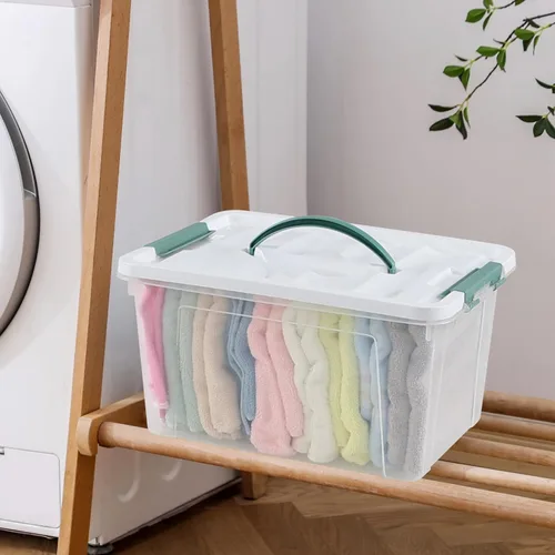 Vista 6 de Paquete de 6 cajas de almacenamiento transparentes de 14 L, contenedores de almacenamiento de plástico con tapas