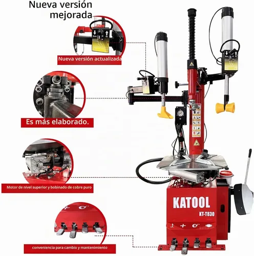 Vista 5 de KATOOL 2.0HP Cambiador de neumáticos Bead Blaster Wheel Balancer Machine Combo KT-T830+KT-B700 Máquina cambiadora de neumáticos Máquina de 2-Rojo