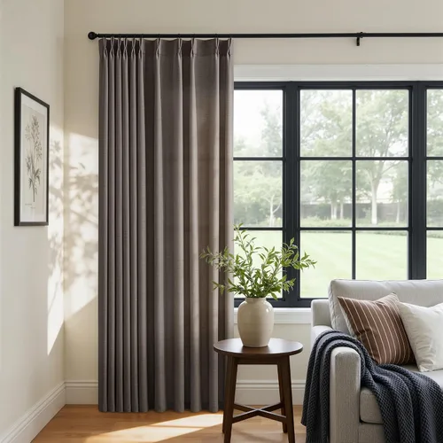 Vista 19 de Cortinas de lino extra anchas de 70 pulgadas de largo y 96 pulgadas Abedul Burlywood