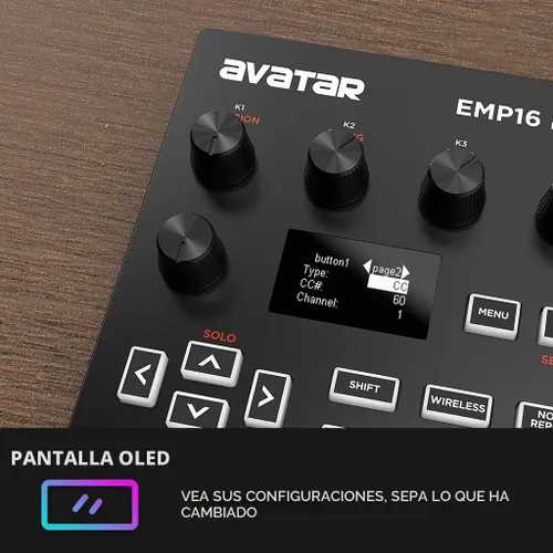Vista 5 de EMP16 MIDI Pad Controller Beat Maker Machine With Bluetooth 16 almohadillas de ritmo sensibles a la velocidad RGB, 16 niveles, nivel completo/medio