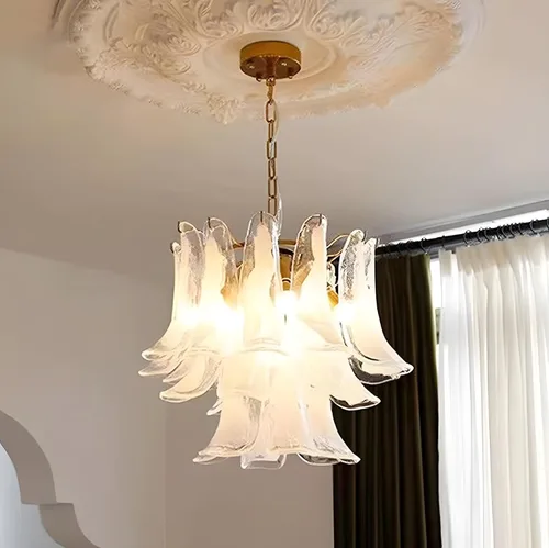 Vista 2 de Ceiling Light Modern Gold Chandeliers,Creative Round Crystal Glass Chandelier with 6- Cloud Glass Pendant Fixture Lamp