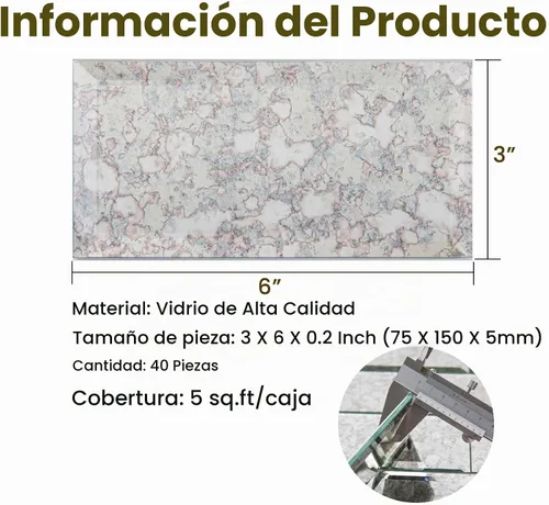 Vista 3 de Azulejos de Espejo Antiguo Biselado Autoadhesivos Estilo Metro de 3 x 6 Pulgadas para Salpicaduras de Cocina y Pared del Baño (40 Piezas)