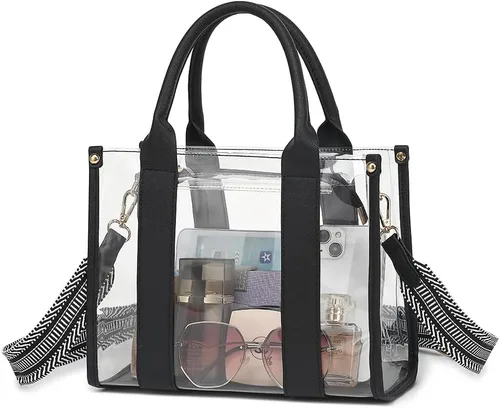 Vista 8 de Bolsa transparente aprobada para estadios, bolsa transparente para eventos de estadio, bolso de plástico para mujer