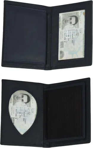 Vista 6 de LeatherBoss - Cartera plegable con forma de escudo de policía, Negro -, Billetera plegable
