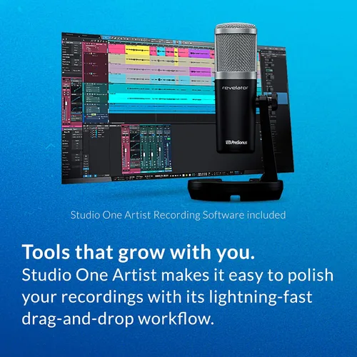 Vista 7 de PreSonus Revelator USB - Micrófono de condensador para podcast, transmisión en vivo, con efectos de voz incorporados más mezclador de bucle