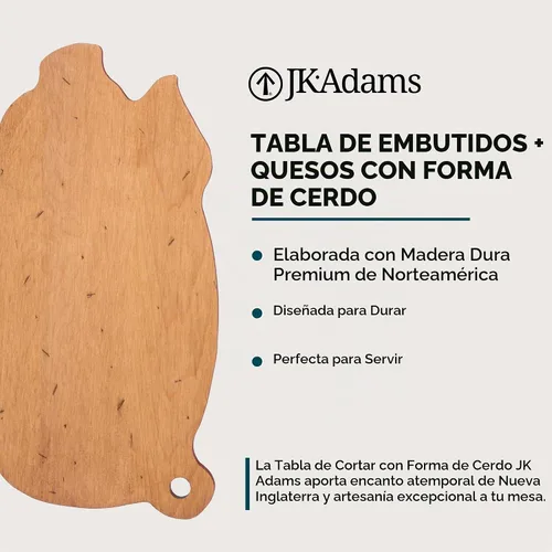 Vista 3 de J.K. Adams Tabla de servir en forma de cerdo, queso y embutidos, arce, 10