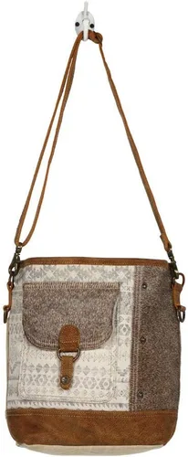 Vista 4 de Myra Bag Canvas Mexican Bag - Fabric Boho Purses for Women with Genuine Leather Detailing and Chic Southwestern Design