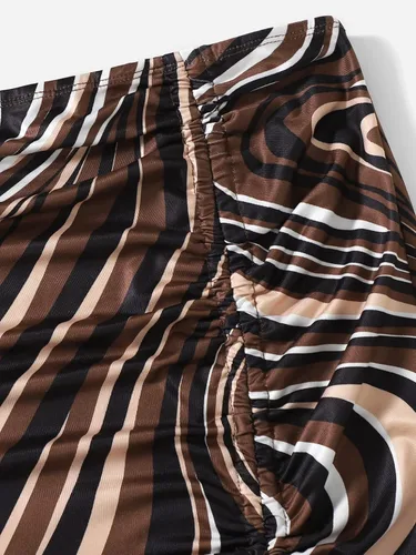 Vista 5 de Floerns Minifalda de leopardo con cordón fruncido y borde de lechuga para mujer