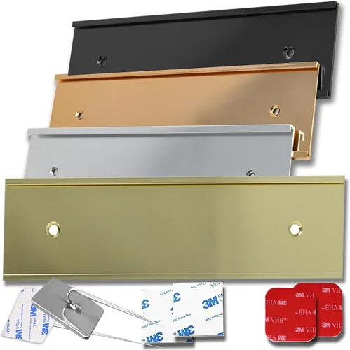 Vista 3 de Soporte para placa de identificación de pared ejecutiva, de aluminio negro, para puerta de oficina de 2 x 6 pulgadas, placa de identificación u