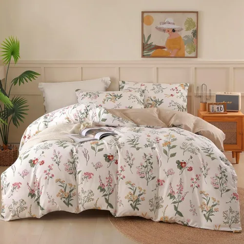 Vista 116 de OAITE - Juego de funda de edredón individual con patrón floral de 600 hilos, ultrasuave, 100% algodón, fibra larga, juego de 3 piezas, transpirable