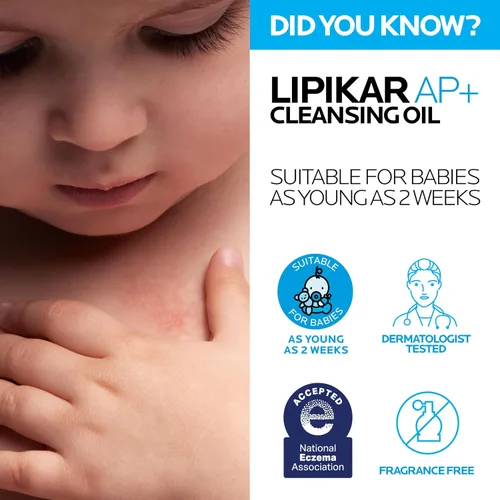 Vista 8 de La Roche-Posay Lipikar AP+ Aceite limpiador suave espumoso, limpiador suave para rostro y cuerpo formulado con niacinamida, hidratación de larga