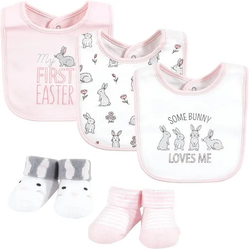Vista 237 de Hudson Baby Conjunto de babero y calcetines unisex de algodón para bebé