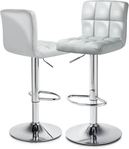Vista 10 de MoNiBloom Taburetes de Bar Modernos de Cuero PU Ajustables Giratorios con Reposapiés y Respaldo, Taburetes de Bar de Mostrador de Cocina sin Brazos