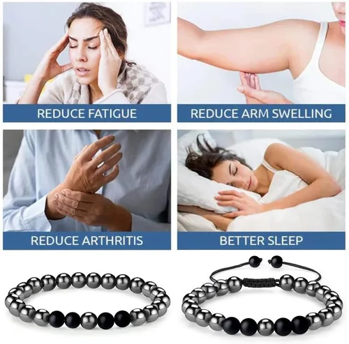 Vista 3 de XIANNVXI 2 pulseras hechas a mano para hombres, pulseras de ansiedad con piedras preciosas de hematita para mujeres, cristales curativos, pulseras