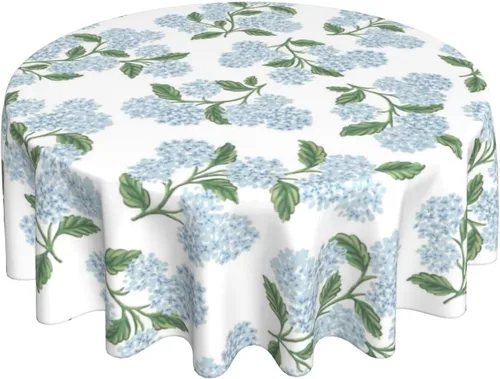 Vista 32 de Mantel floral azul marino de 54 x 54 pulgadas, mantel cuadrado de flores azul oscuro y blanco, mantel de poliéster para fiestas de vacaciones