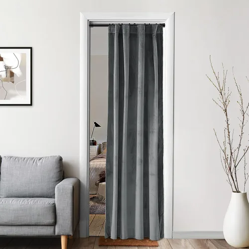 Vista 16 de XTMYI Paneles de Cortinas de Puerta Opacas de Terciopelo para Dormitorio, Aislamiento Térmico de Invierno Cálido con Pestaña Trasera y Bolsillo