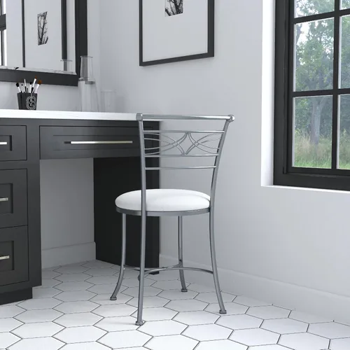 Vista 13 de Hillsdale Furniture Dutton - Taburete de tocador, cromado