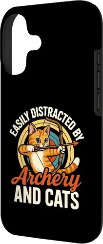 Vista 2 de Funny Cat Parent Gift Easily Distracted by Archery and Cats Case for iPhone 17