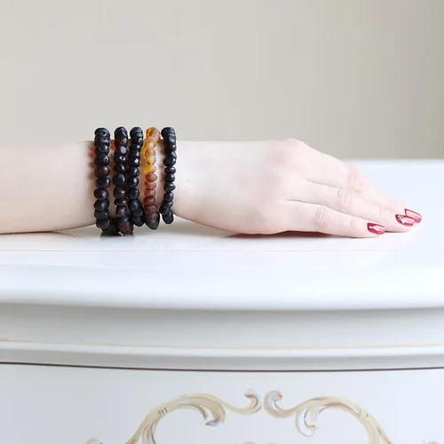Vista 10 de Pulseras de ámbar crudo para adultos hechas con banda elástica, 7 pulgadas, hechas a mano con cuentas de ámbar báltico sin pulir/certificado
