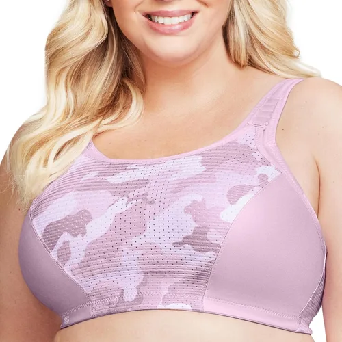 Vista 14 de Glamorise Sujetador deportivo de doble capa con control personalizado para mujer Negro/Gris
