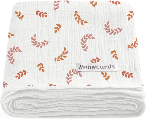 Vista 23 de meowcards Mantas de muselina para envolver al bebé, esenciales unisex para bebés niños y niñas, tamaño grande 47 x 47 pulgadas, mantas de recepción