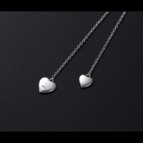 Vista 3 de FLYOW Collar de cadena larga delicado Lariat, estilo simple, plata de ley 925, colgante de corazón ajustable en forma de Y, Metal