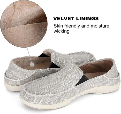 Vista 8 de Slip On Shoes for Men, Plantar Fasciitis Canvas Loafer Shoes with Arch Support, Orthopedic Casual Non Slip Mule Shoes with Rubber Sole