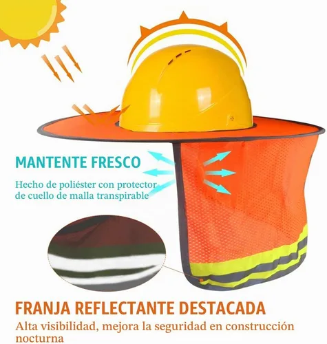 Vista 3 de WMYCONGCONG Protector solar de ala completa, visera de malla para el cuello, con tira reflectante para construcción al aire libre, accesorios