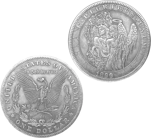 Vista 3 de Angels n Demons V3 Novedad Buena Suerte Heads Tails Challenge Coin