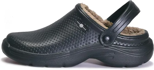 Vista 2 de Zuecos forrados para hombre y mujer pantuflas impermeables de invierno zapatos de jardín antideslizantes para el hogar para interiores y exteriores