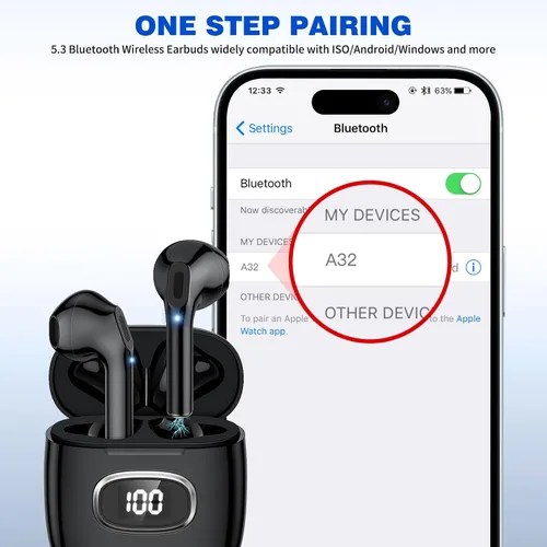 Vista 6 de ASKUBSKU - Auriculares inalámbricos para Samsung S26 S25 Ultra S24 S23 Fe Plus, color negro 5.3 Auriculares Bluetooth inalámbricos con micrófono