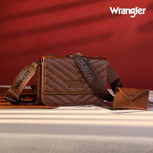 Vista 2 de Wrangler Bolso cruzado para mujer, cartera pequeña con correa y sobre de cuero para mujer