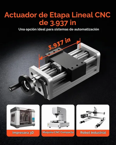 Vista 2 de VEVOR Actuador de etapa lineal, carrera efectiva de 100 mm, guía de movimiento lineal CNC de husillo de bolas, eje óptico doble, C7 de alta