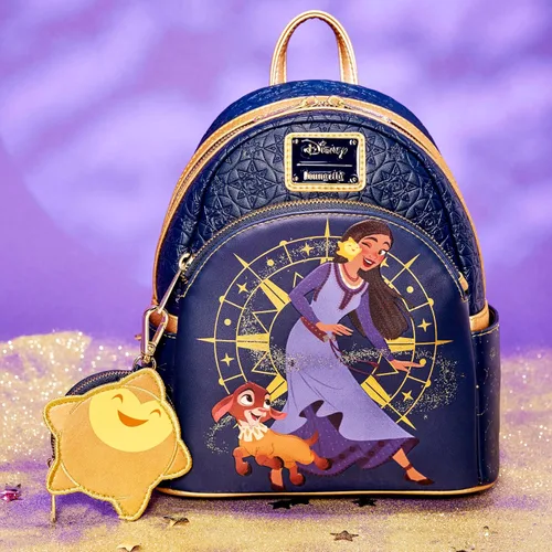 Vista 6 de Loungefly Mini mochila de terciopelo de Disney Wish, exclusiva de Tienda