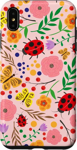 Vista 11 de iPhone 16 Cute Ladybugs Flowers Pink Pattern Bouquet Lover Cell Phone Case