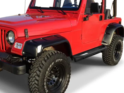 Vista 6 de APS iArmor Escalones Laterales de Acero Inoxidable para Jeep Wrangler 1987-2006 (Resistente, Recubierto en Polvo Negro)
