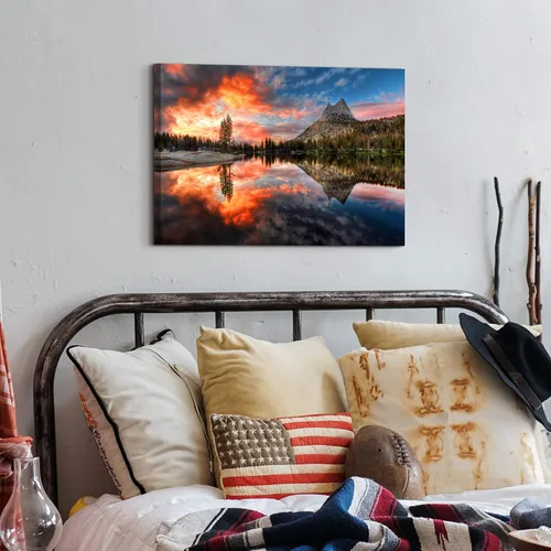 Vista 5 de Inpraradiso - Lienzo de Arte de Pared de Naturaleza: Cuadro Panorámico de Paisaje de Lago de Montaña, Árboles del Bosque, Impresión Artística