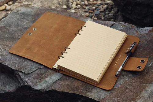 Vista 3 de Vintage retro A5 leather ring binder notebook cover/personalized leather refillable refill diary journal sketchbook - NA505WS
