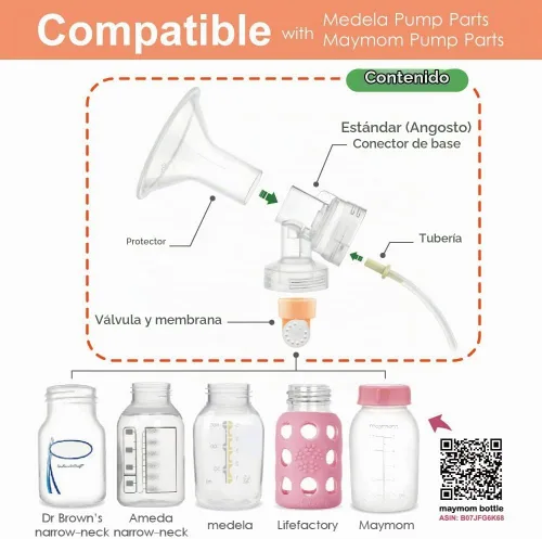 Vista 3 de Maymom Kit de extractor de leche compatible con bomba Medela in Style Advanced Pump; 2 protectores de pecho de 0.67 pulgadas de dos piezas, 2