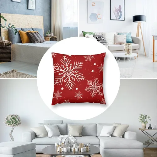 Vista 5 de Juego de 4 fundas de almohada decorativas de árbol de Navidad con estampado de ambos lados, 16 x 16 pulgadas, fundas de almohada de bosque
